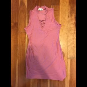 Mauve/pink bodycon lace up dress